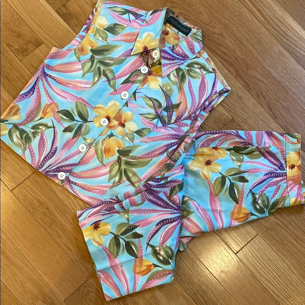 Tropical designer set cropped capri